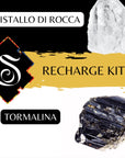 Samsara Kit Pietre di Purificazione per Caricare e Scaricare Minerali Qualità A - Cristallo di Rocca e Tormalina nera carico/scarico