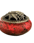 Bruciaincenso in ceramica con coperchio - Rosso