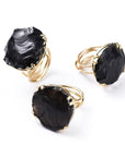 ANELLO PEPITA DI OSSIDIANA NERA - Protezione e radicamento