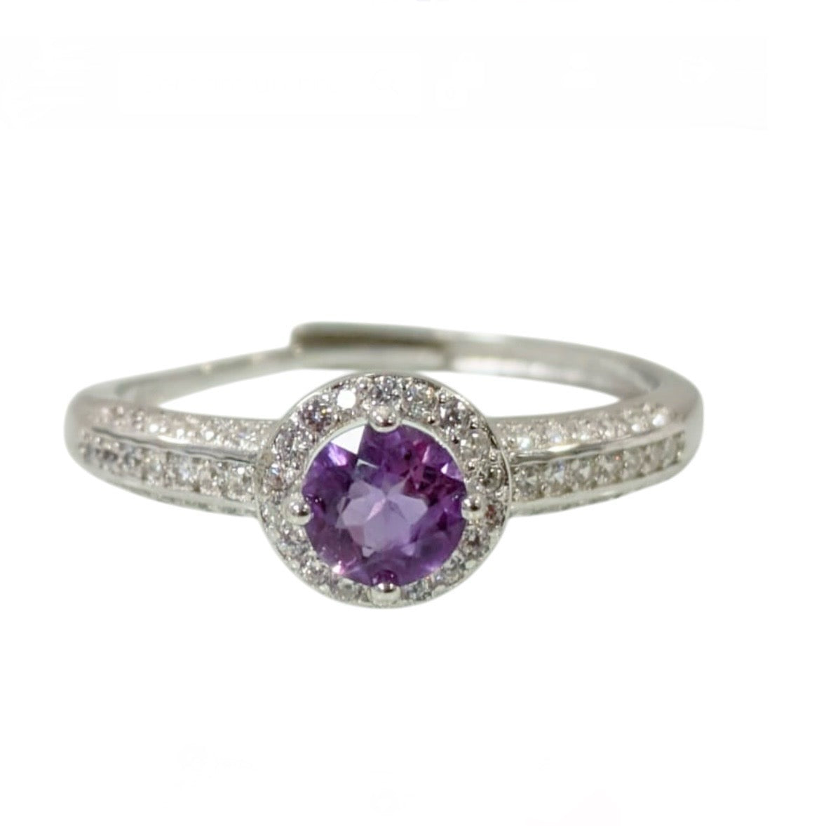 Ring with 925 silver amethyst - adjustable