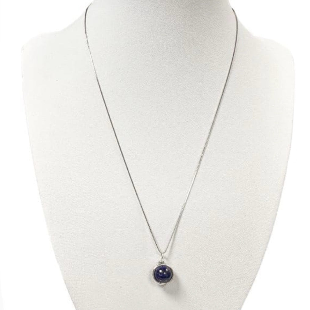 Collana con pendente a sfera in Pietra Lapislazzuli - Argento 925