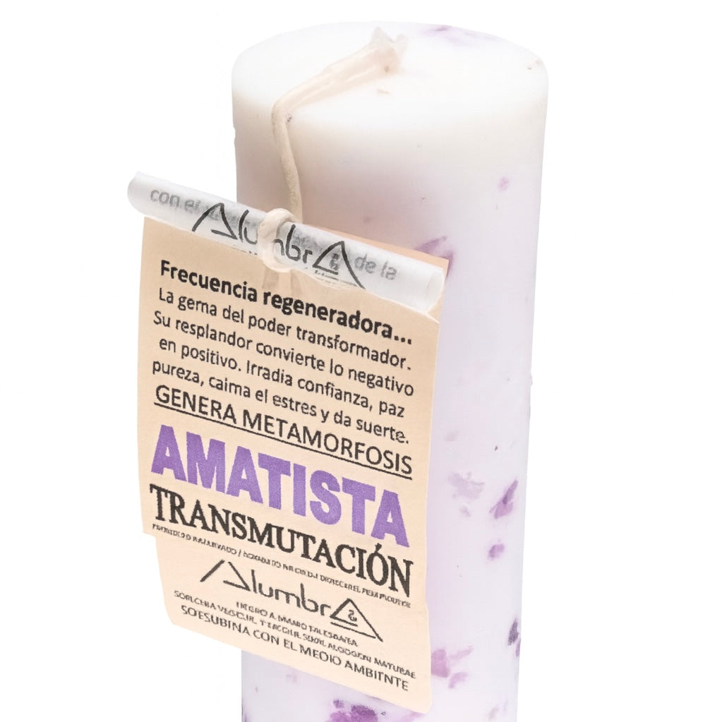 CANDELA ARTIGIANALE CON AMETISTA - Transmutazione