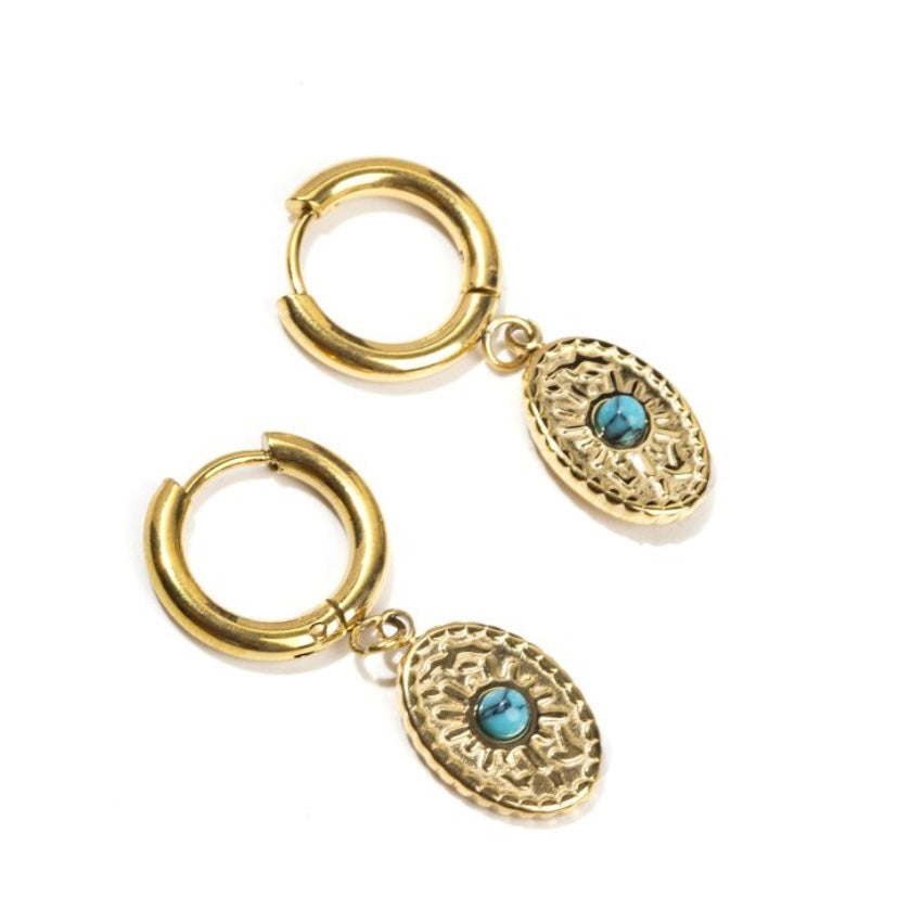 Earrings with Turquedite stone - stainless steel