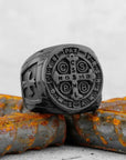 San Benedetto cross ring in 304 free nickel stainless steel - different black color sizes