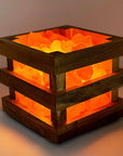 Lampada di Sale dell'Hymalaya naturale braciere cassetta in legno - 4kg