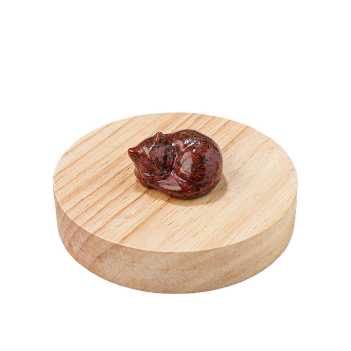 Sculpture in real stone cat in miniature - Powerful red talisman talisman