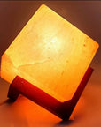 Lampada di Sale dell'Hymalaya naturale cubo con base diagonale - 3-4kg