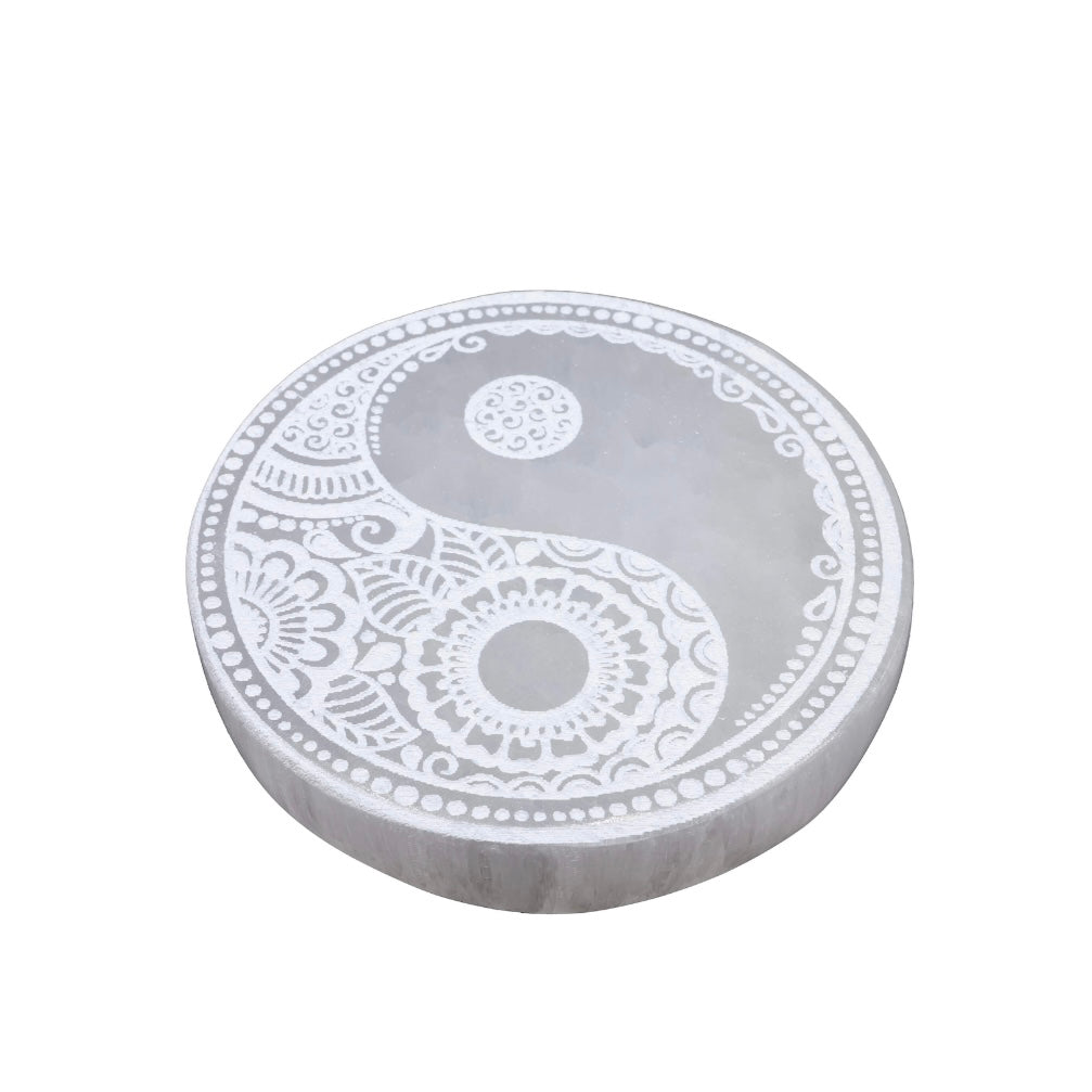 PIATTO IN SELENITE YIN & YANG - Ricarica cristalli