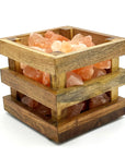 Lampada di Sale dell'Hymalaya naturale braciere cassetta in legno - 4kg