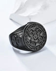 San Benedetto cross ring in 304 free nickel stainless steel - different black color sizes