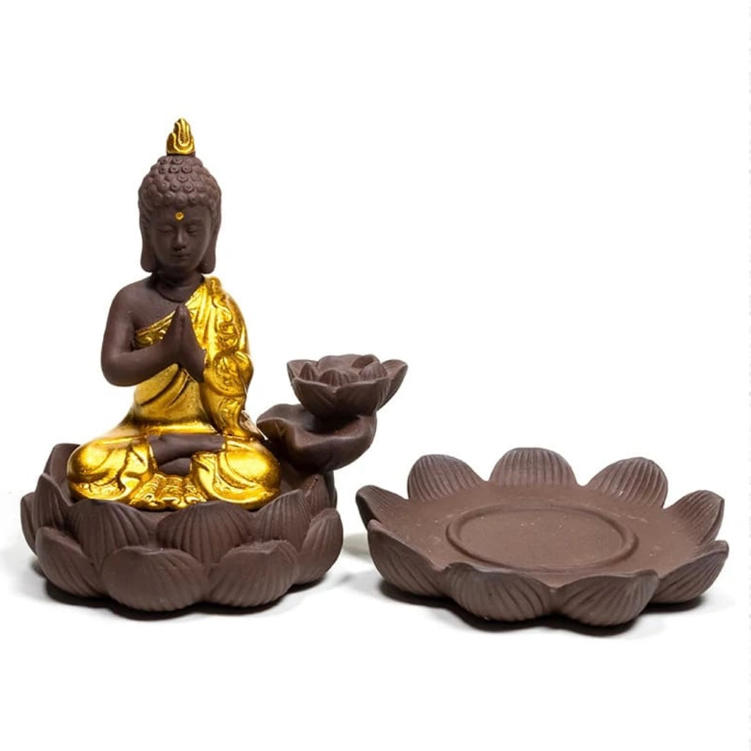 Burning in Cascata Buddha in ceramic for incense in Coni - PortaAgnocense in Fontana 12cm