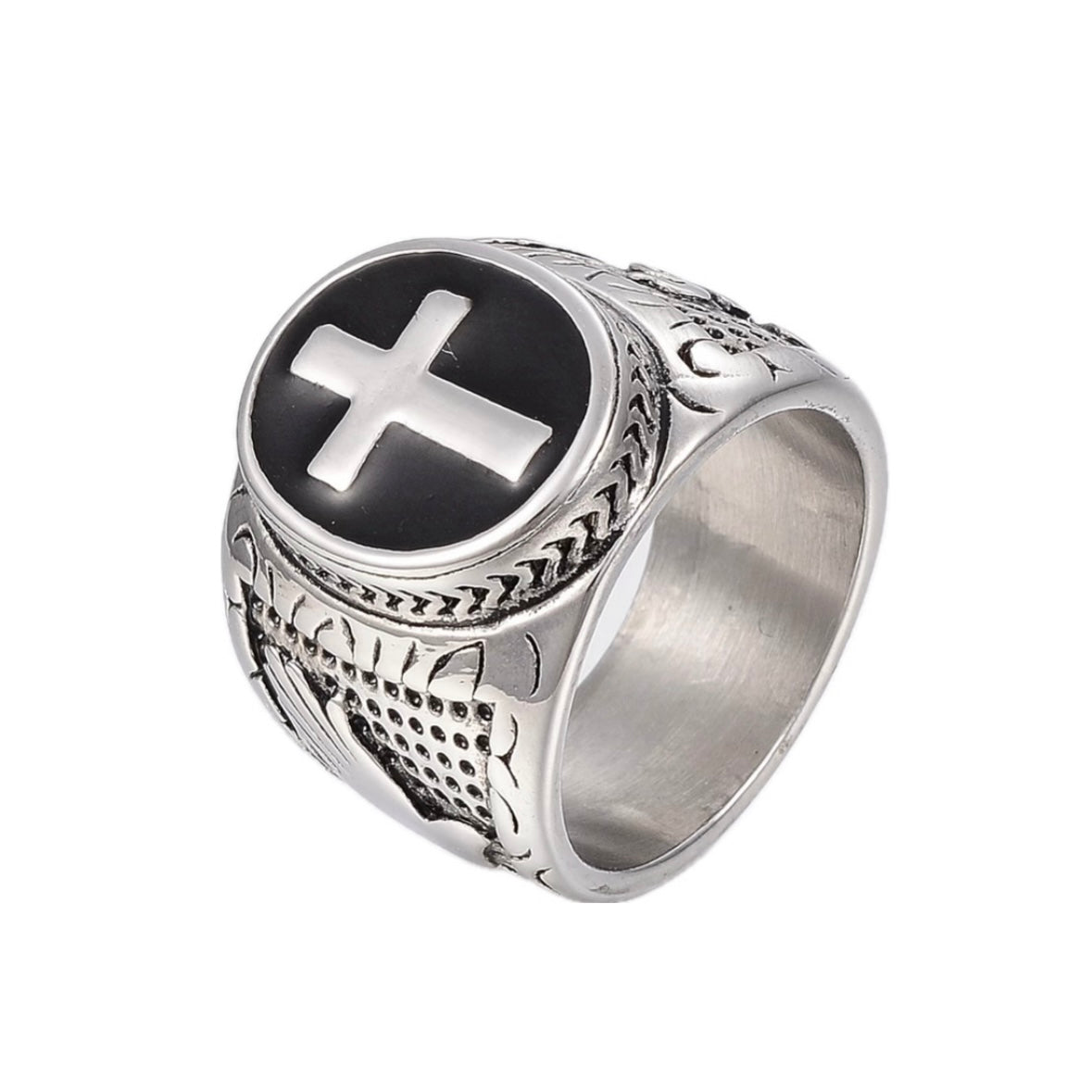 Ring with stainless steel cross