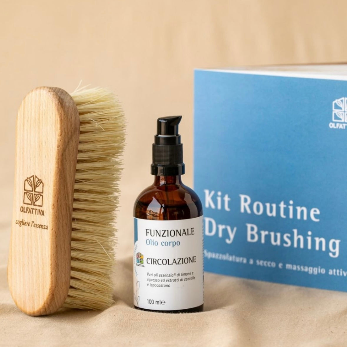 Olfattiva Kit routine Dry Brushing Circolazione - Migliora l&#39;aspetto della pelle e riduce gli inestetismi