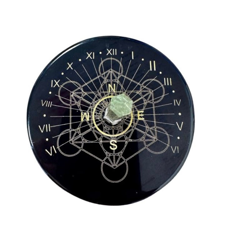 Placca Metatron in Onice nero con Prisma in cristallo di Rocca - Meditazione e Divinazione