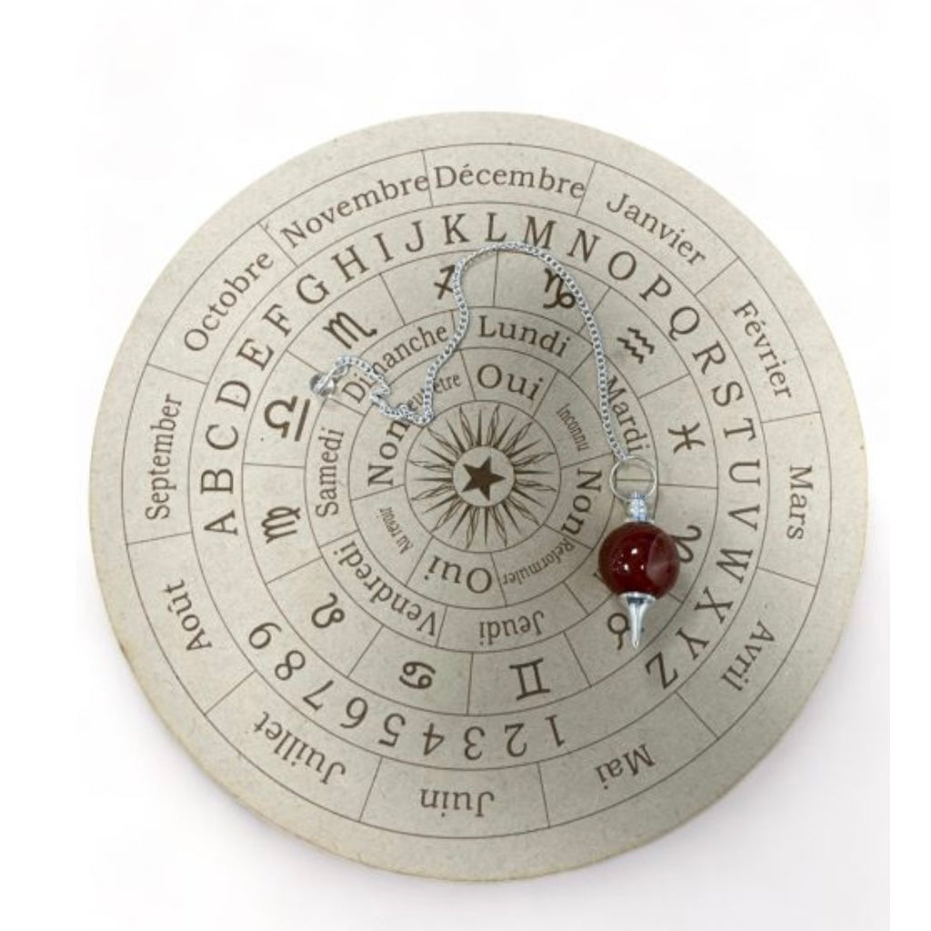 Wooden divinatory tablet for pendulum