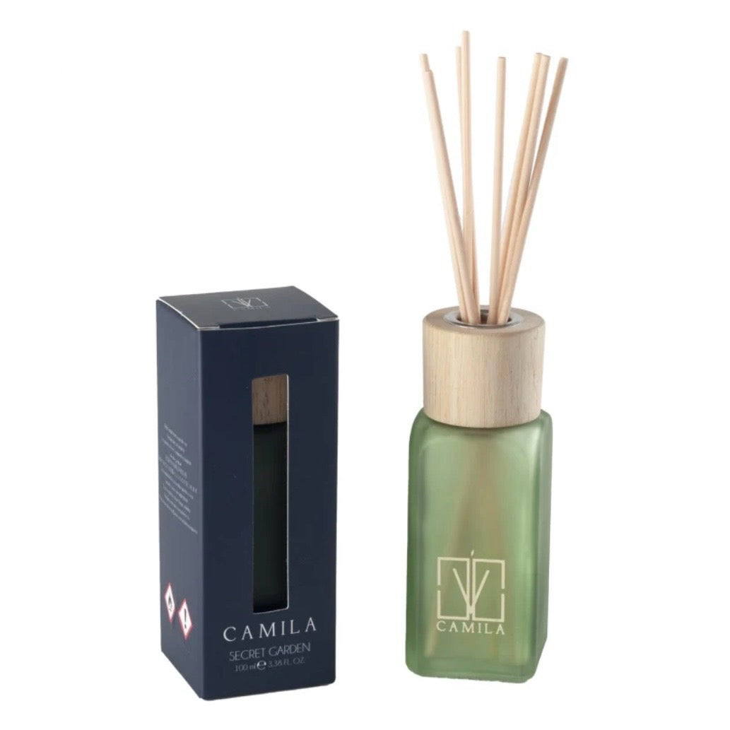 CAMILA HYPNOTIC - fragranza SECRET GARDEN - SANDALO E BERGAMOTTO Diffusore a Bastoncini Profumatore d'ambiente - 100/200/500ml - clorophilla-shop