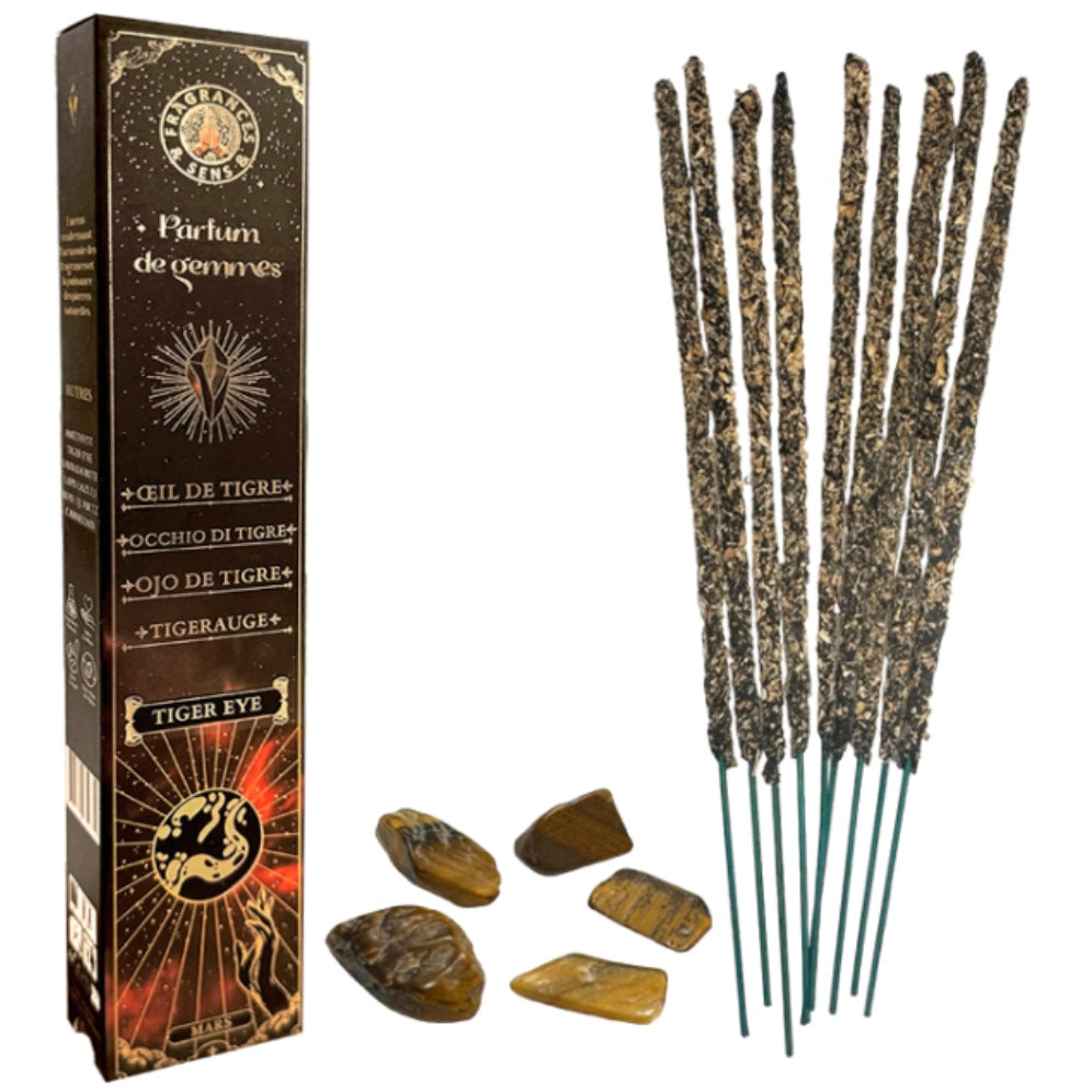 Parfum de Gemmes incense in sticks and fragments of natural stone in flakes - Tiger eye