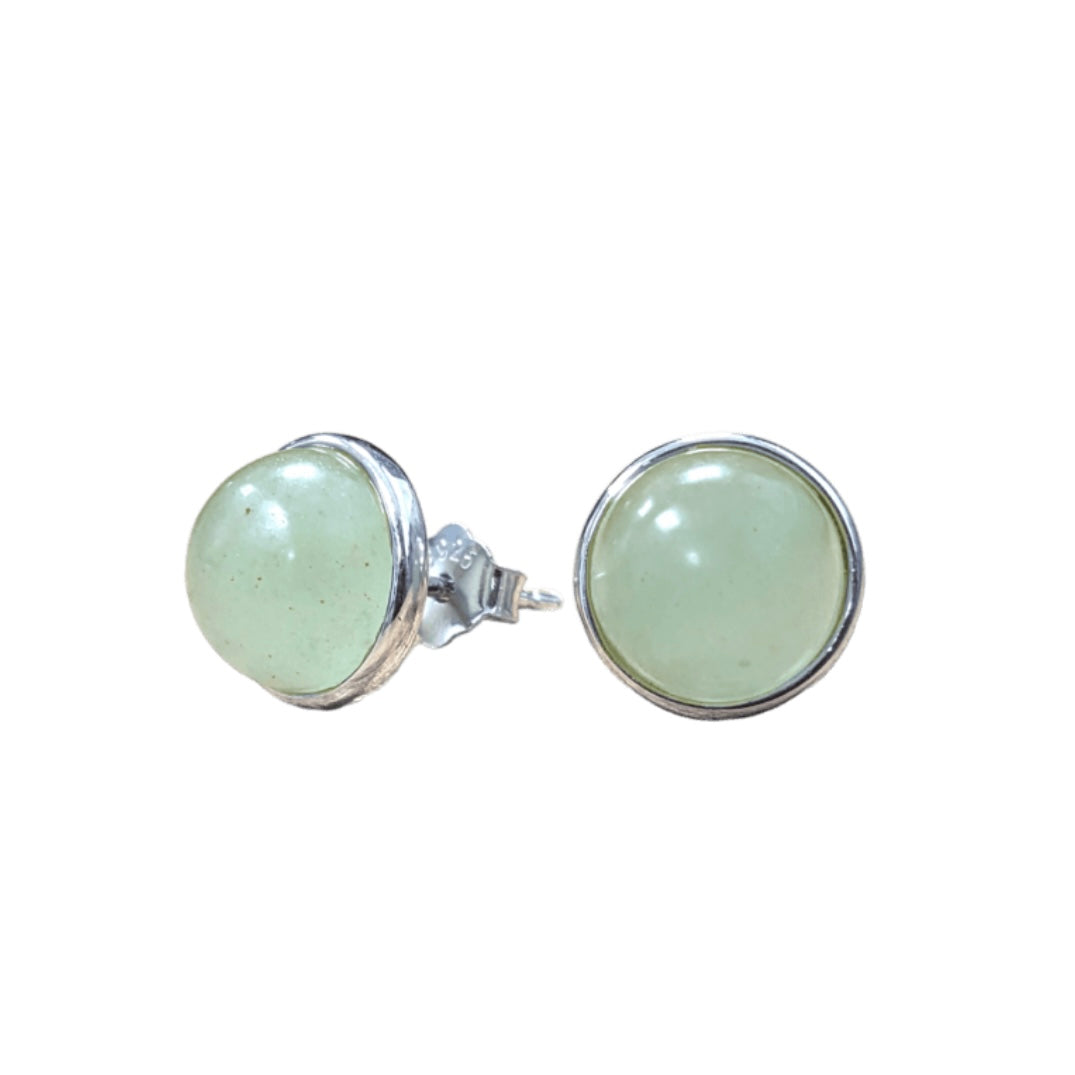 925 silver earrings with green adventurine stone - 8mm