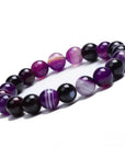 Clorophilla Bracciale elastico in Agata viola striata - SERENITÀ E CREATIVITÀ