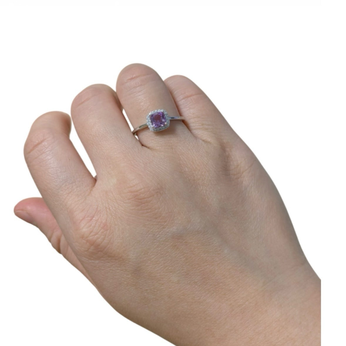 Ring with 925 silver amethyst - adjustable