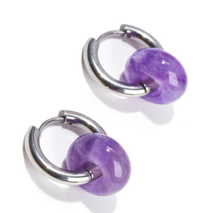 Hope Silver earrings in Amethyst - Stainless steel