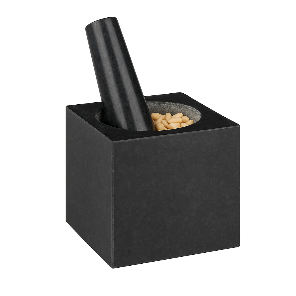 Square granite mortar - useful for creating mix of incense in grains, resins and herbs