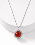 COLLANA CON CORNIOLA E ZIRCONI IN ARGENTO 925 - Motivazione e coraggio