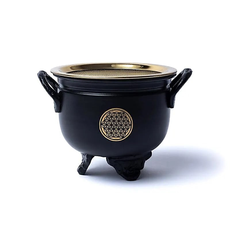 Calderone with flower of life - burning with sieve
