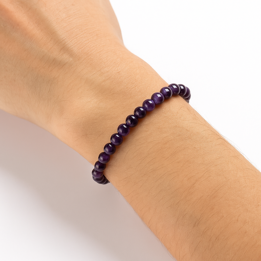 Chlorophilla elastic bracelet in amethyst - calming and anti stress