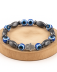 BRACCIALE AMULETO NAZAR CON MANO DI FATIMA - Protezione malocchio