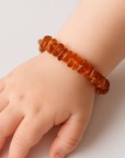 Elastic chips bracelet with amber stone flakes - adult and child