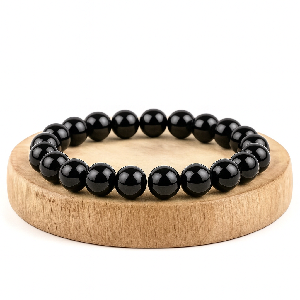 Clorophilla elastic bracelet in black oxidian stone 6mm - Personal protection and growth