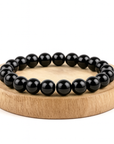 Clorophilla elastic bracelet in black oxidian stone 6mm - Personal protection and growth