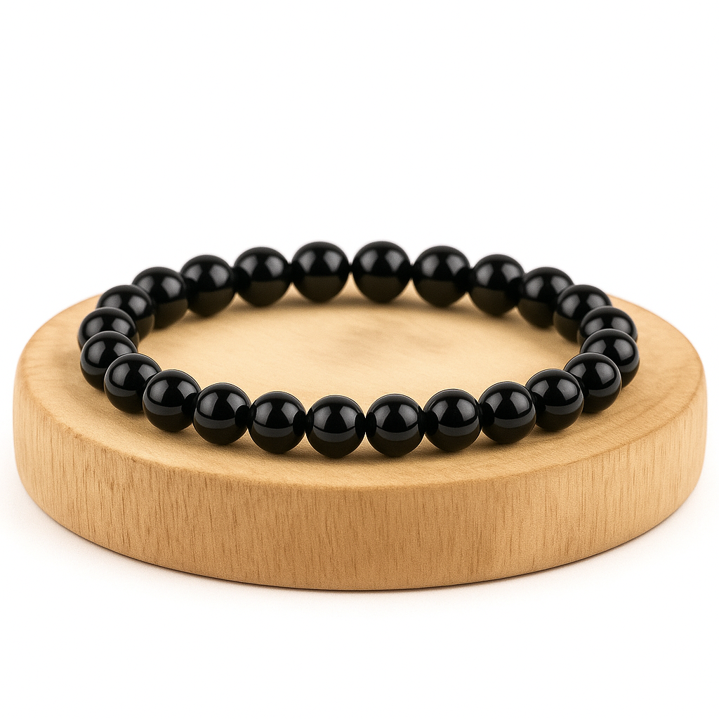 Clorophilla elastic bracelet in black oxidian stone 6mm - Personal protection and growth