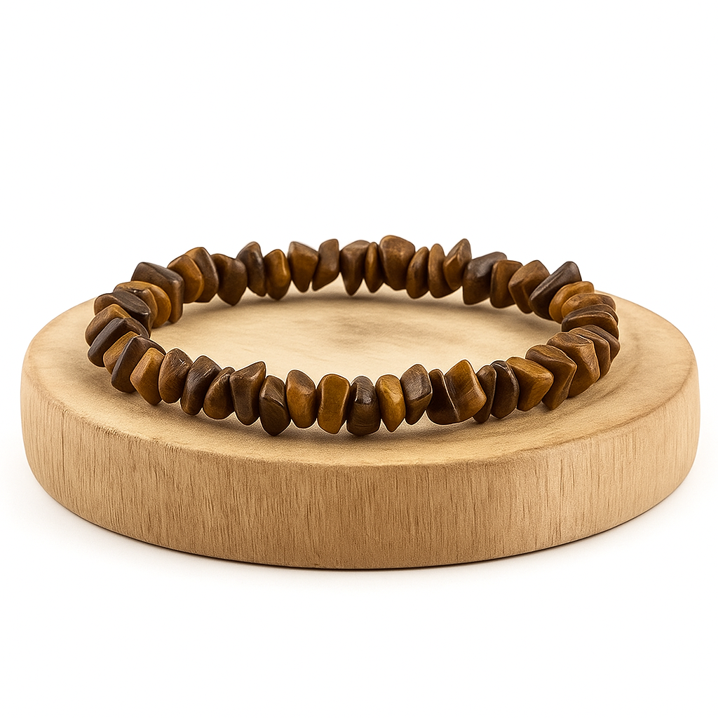 Elastic chips bracelet with tiger eye stone flakes