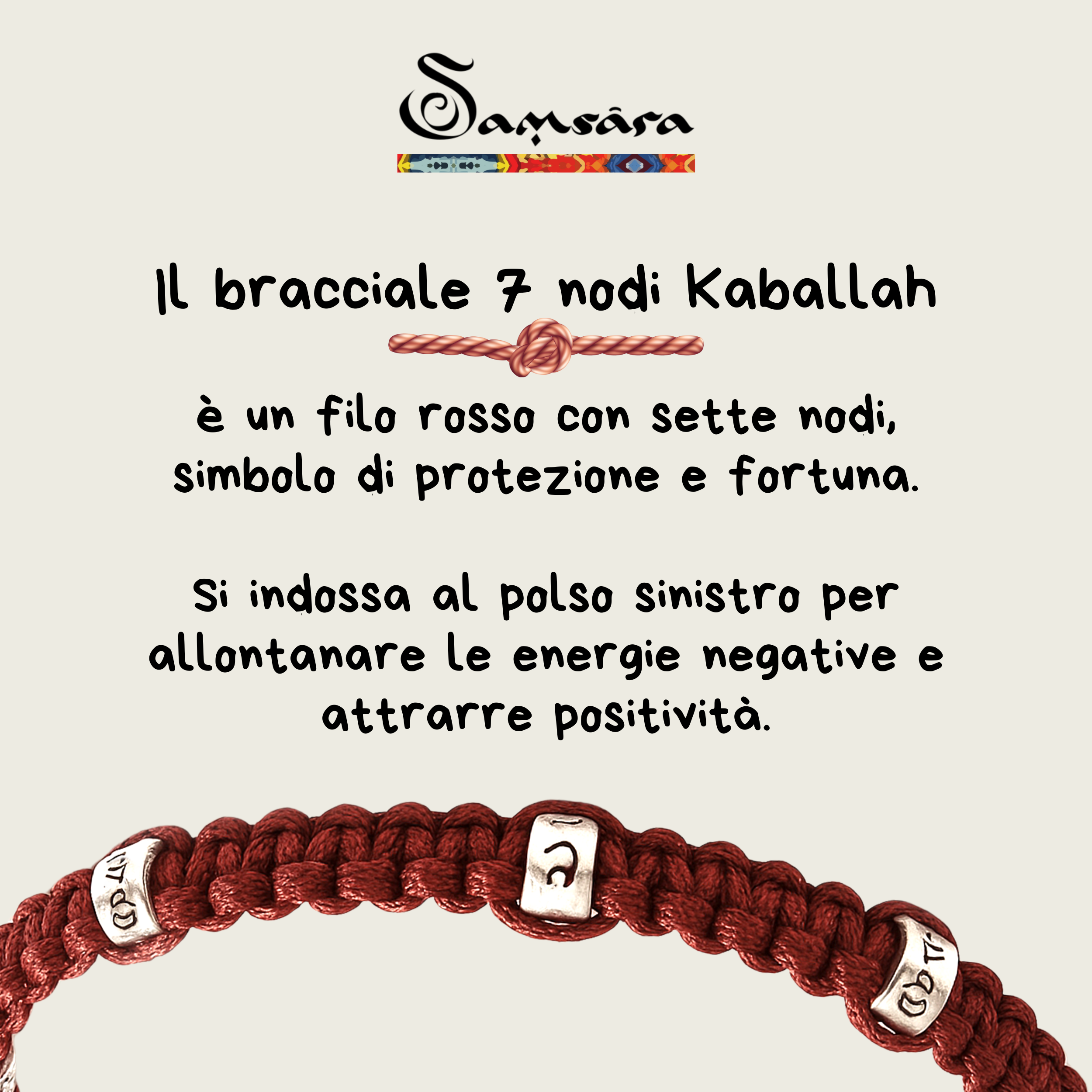 Bracciale 7 Nodi Portafortuna Rosso Con Dettaglio In Argento Sterling - Amuleto Protezione Con Certificato