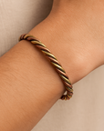 Bracelet woven in copper and brass - bronze/gold