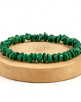 Elastic chips bracelet with malachite stone flakes