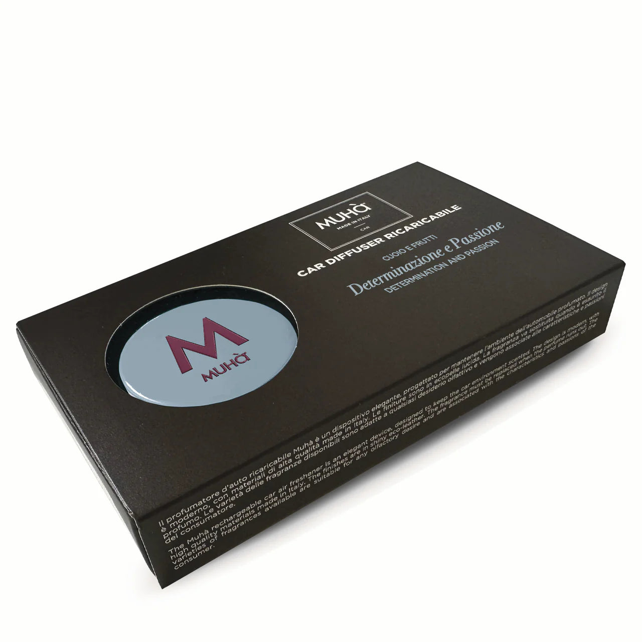 Muhà car rechargeable leather and fruits - car perfume determination and passion