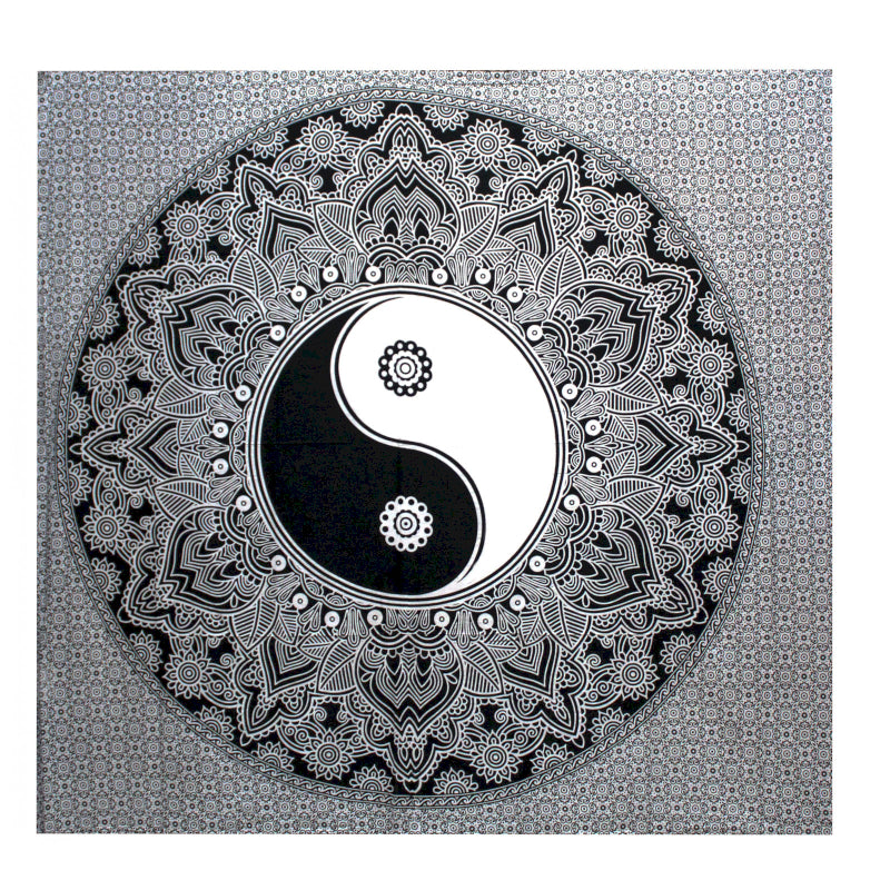 TELO ARAZZO COPRILETTO YIN YANG ARTIGIANALE - 100% cotone