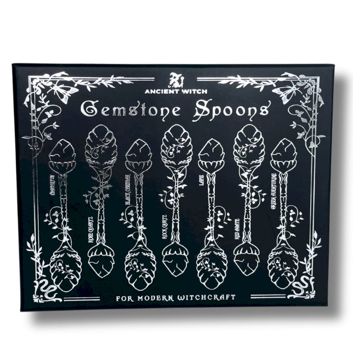 CONFEZIONE 7 CUCCHIAINI CON PIETRE GREZZE - Bronzo