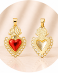 CIONDOLO SACRO CUORE ROSSO PLACCATO ORO 18k - Amore, protezione forza interiore