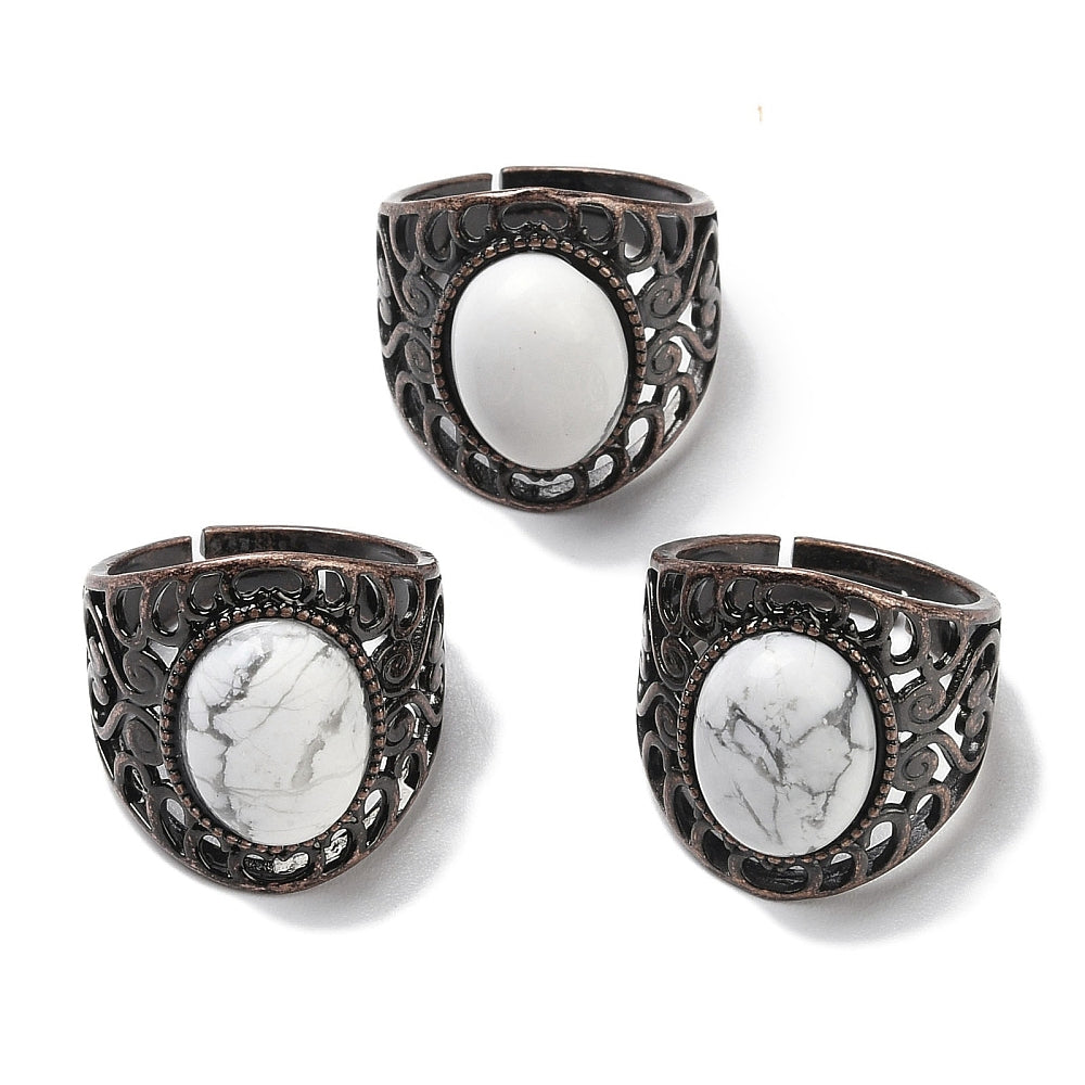 Anello con Howlite - Regolabile