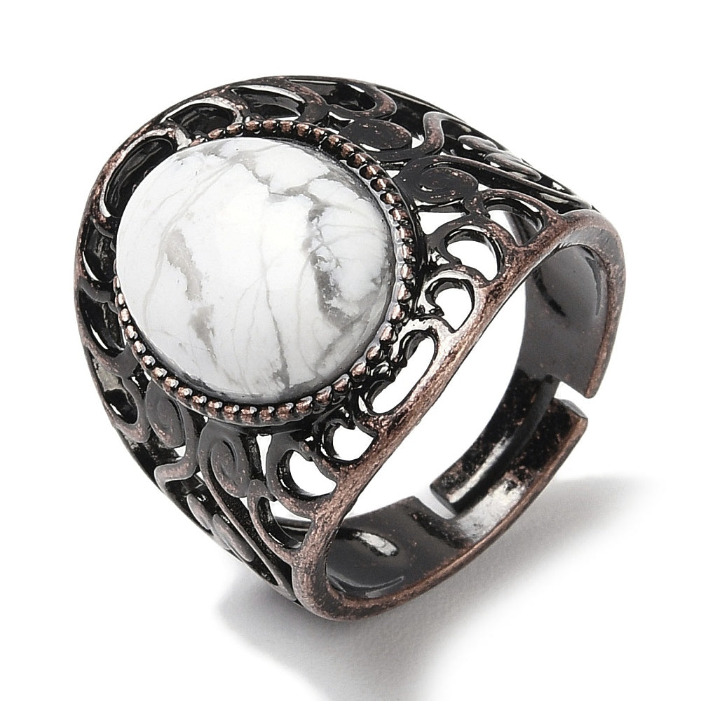 Anello con Howlite - Regolabile
