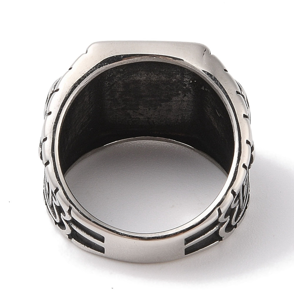 Viking ring with Valknut symbol in stainless steel - measuring 9