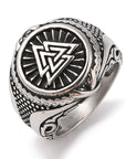 Viking ring with Valknut symbol in stainless steel - measuring 9 1/2