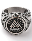 Viking ring with Valknut symbol in stainless steel - measuring 9 1/2