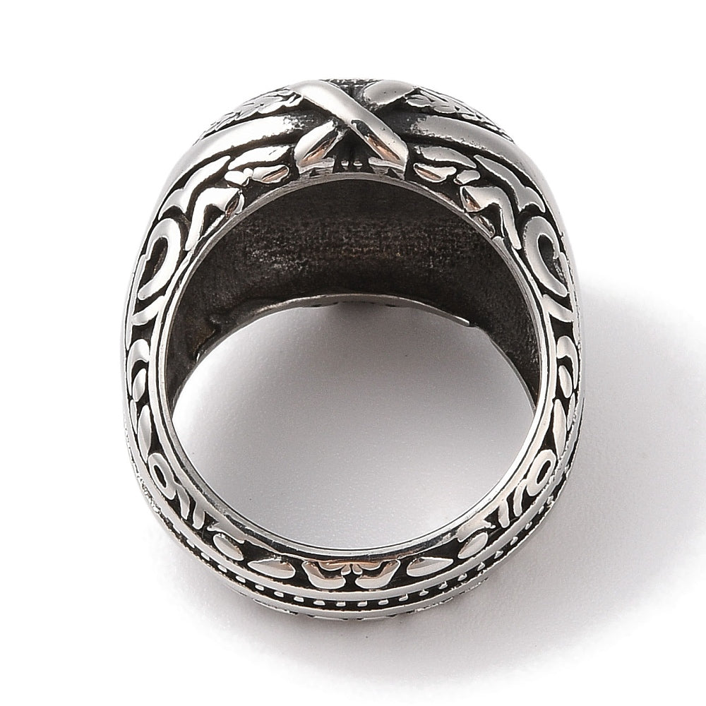 Viking ring with Valknut symbol in stainless steel - measuring 9 1/2