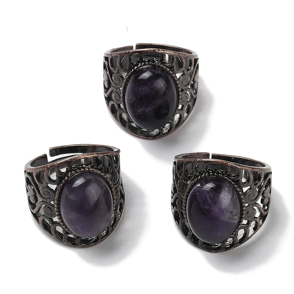 Ring with amethyst - adjustable