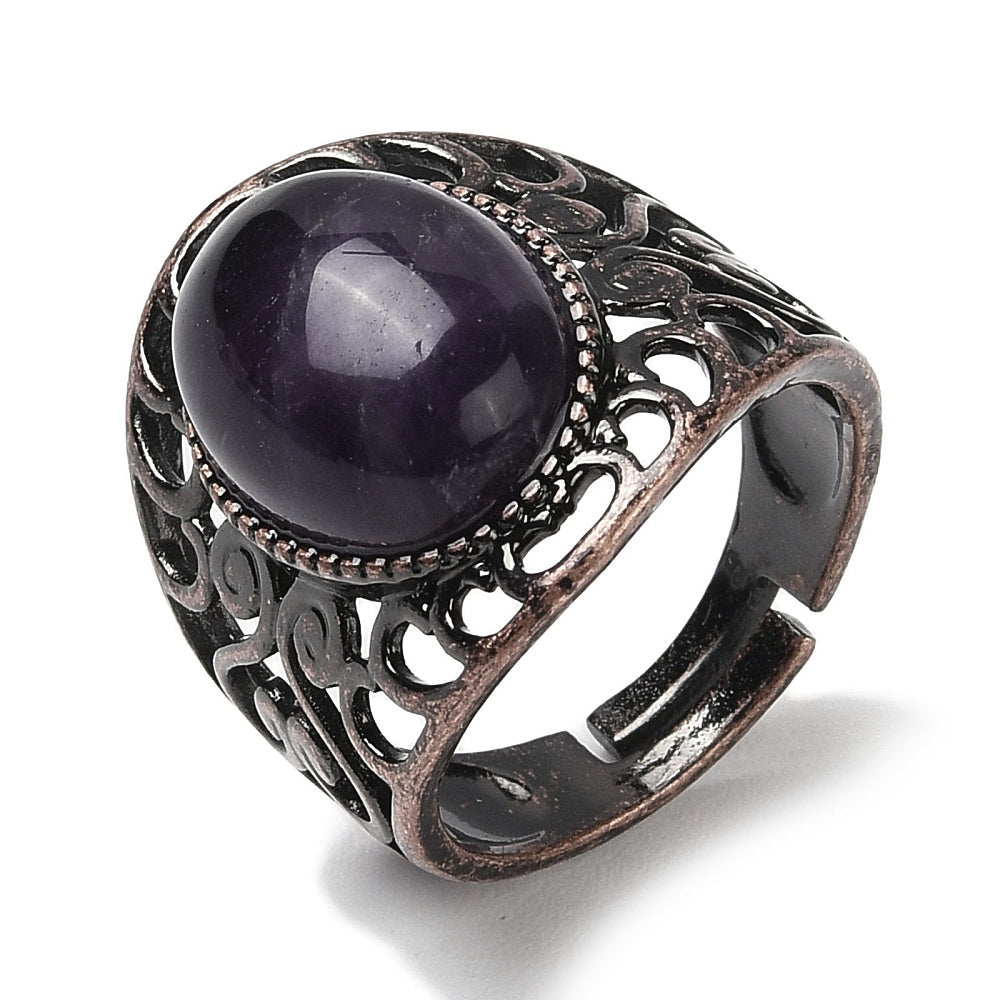 Ring with amethyst - adjustable